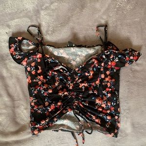 Guess off shoulder ruched crop top